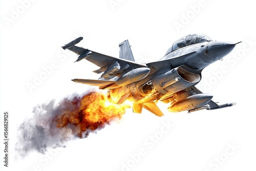 Powerful Fighter Jet Taking Off, Blazing Trails in the Sky