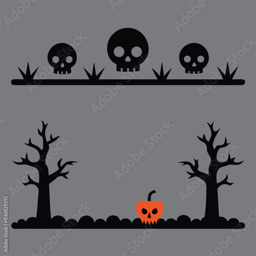 Halloween silhouette elements in white background 