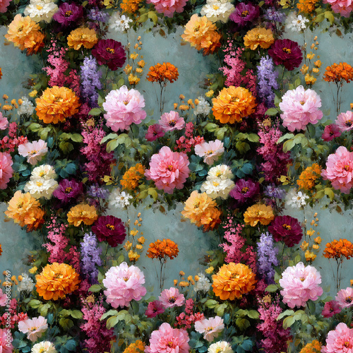 A wonderful vintage pattern of bright flowers