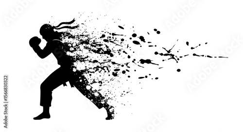 Boxer Silhouette Burst with Sport, Fight, and Action.