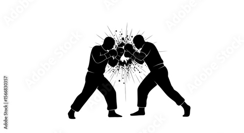 Boxing Match Fight Competition Silhouette.