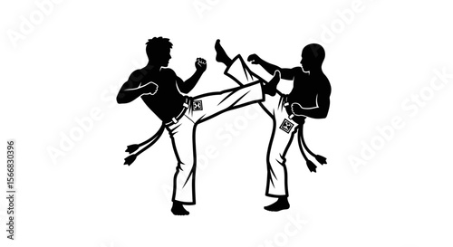 Capoeira Fight Silhouette Martial Arts Combat.