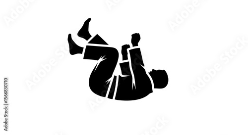 Jiu Jitsu Athlete Silhouette with Martial Arts Training.