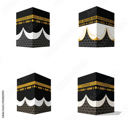"Kaaba Vector Set – Islamic Sacred Cube Clipart, Hajj and Umrah Illustration, Makkah Holy Site Art, Muslim Architecture Icons for Eid & Ramadan"

