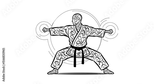 Karate Stance Martial Arts Training Black Belt.