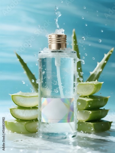 aloe vera gel skincare perfume product mockup photo E-commerce marketing poster Background of shooting scene