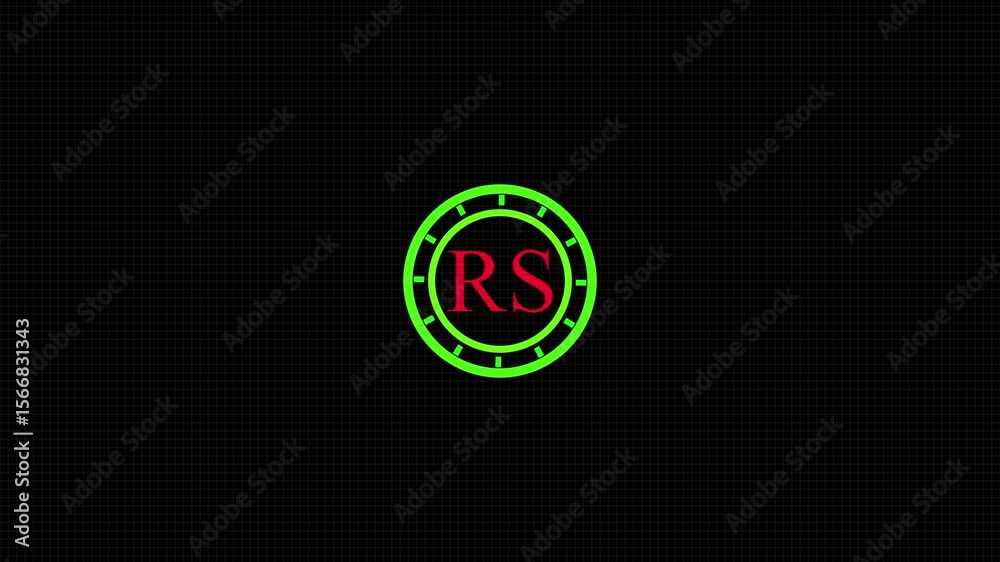 circle dash rad color limit sign with text Rs animation video on black background