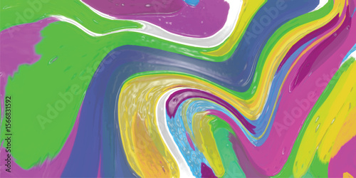 Abstract and colorful fluid acrylic painting with flowing shapes and swirls creating a vibrant artistic impression