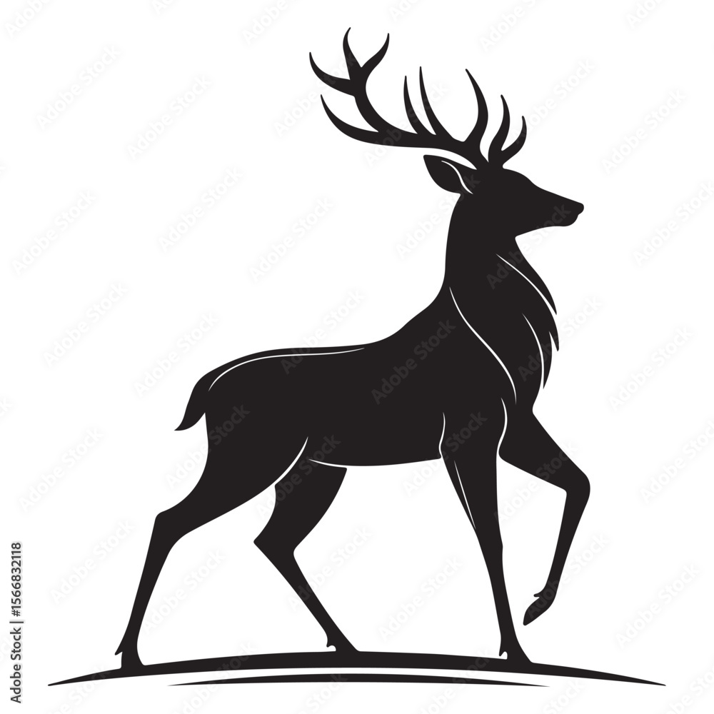 Fototapeta premium Silhouette black of a deer vector illustration design