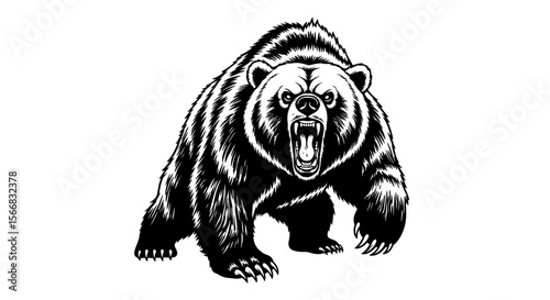 Roaring Grizzly Bear Wildlife Vector.
