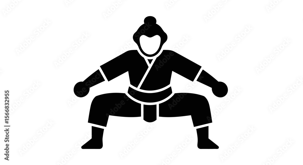 Sumo Wrestler Glyph Japan Sport Icon. Sumo Wrestler Glyph Japan Sport Icon.