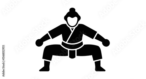 Sumo Wrestler Glyph Japan Sport Icon.