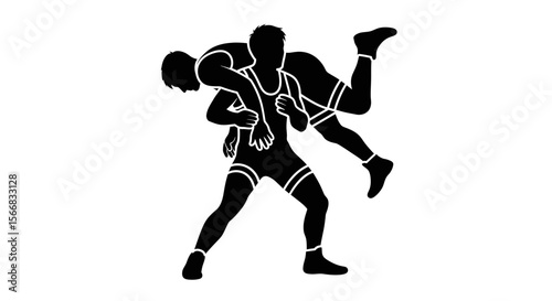 Wrestling action Sport competition vector art.