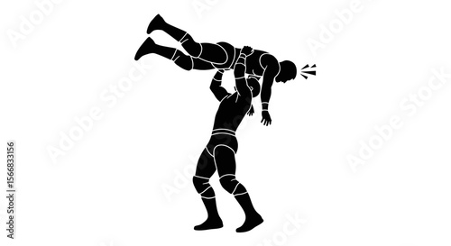 Wrestling Match Two Wrestlers Power Move.