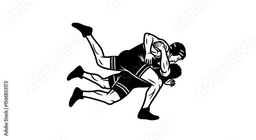Wrestling Match Action Sport Silhouette.