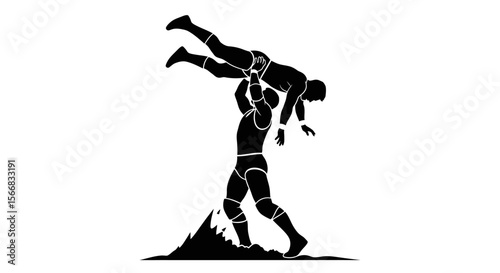Wrestling Silhouette Sports Competition Fight.