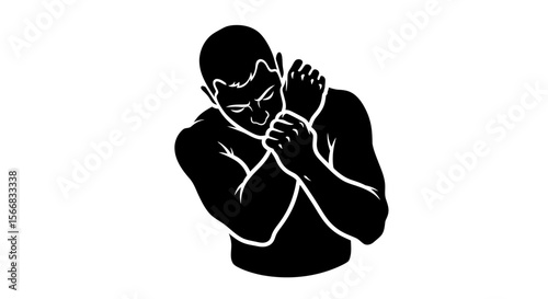 Black man wrist pain with ache Illustration.