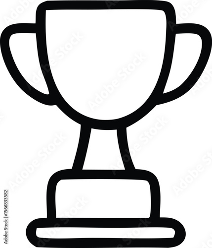 Simple black outline drawing of a classic trophy cup with two handles and a pedestal symbolizing achievement and victory