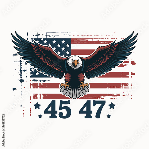 Patriotic Eagle with USA Flag and Number Design, Symbolizing National Pride and Strength