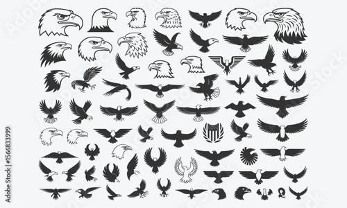 Collection of Eagle Logos and Designs, Representing Patriotism, Freedom, and National Strength