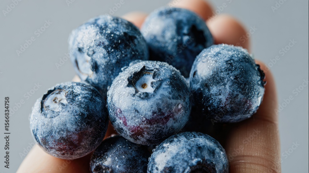 Close-up of fresh blueberries in hand Close-up of fresh blueberries in hand