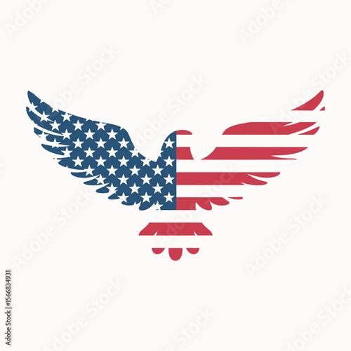 Patriotic American Eagle Design with US Flag, Symbolizing National Pride, Freedom, and Strength