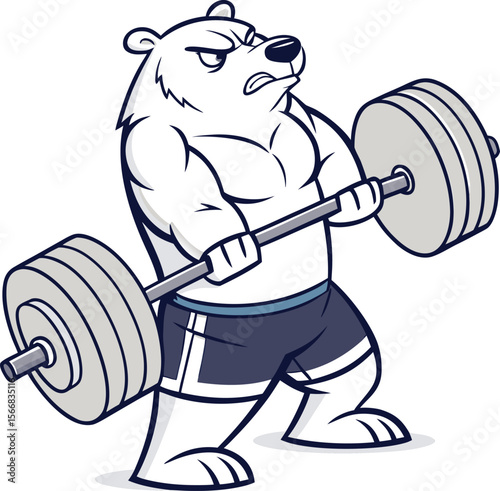 Polar Bear Weightlifting: Powerful Mascot Illustration