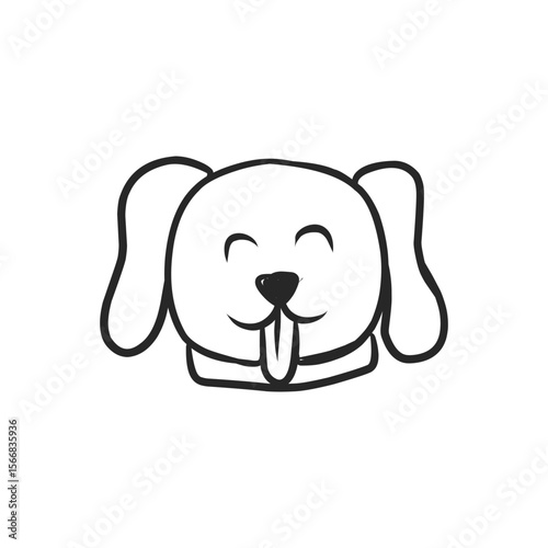 Playful Hand-Drawn Puppy Dog Face with Tongue Out and Happy Expression