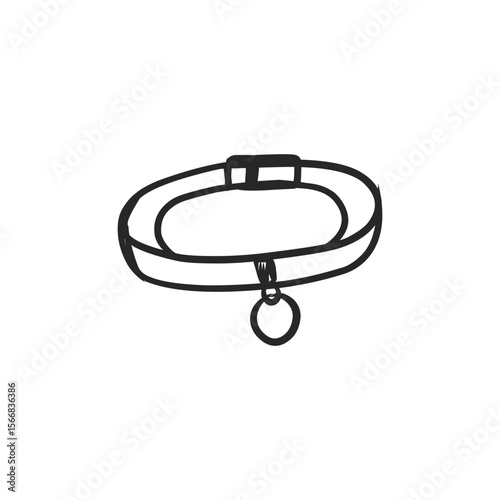 Stylish Hand-Drawn Pet Collar with Tag for Dog or Cat Identification