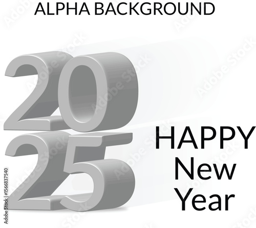 Editable text vector 2025 silver 3D EPS with transparent background
