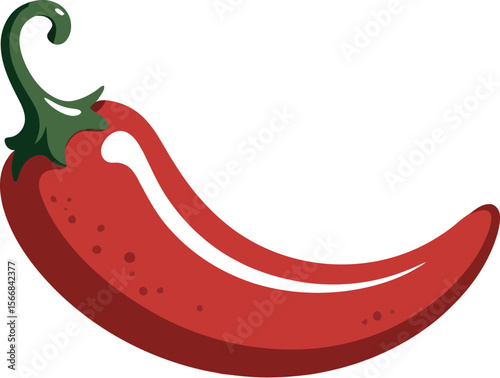 A stylized red chili pepper with a green stem isolated on a gradient background with a shadow below it