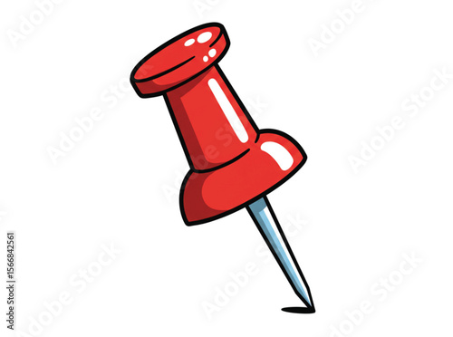 "Red Push Pin Clipart – Vector Thumbtack Illustration for Notes, Maps, Planning Boards, Reminders, Office Stationery, School and Digital Icons"