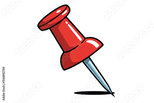 "Red Push Pin Clipart – Vector Thumbtack Illustration for Notes, Maps, Planning Boards, Reminders, Office Stationery, School and Digital Icons"
