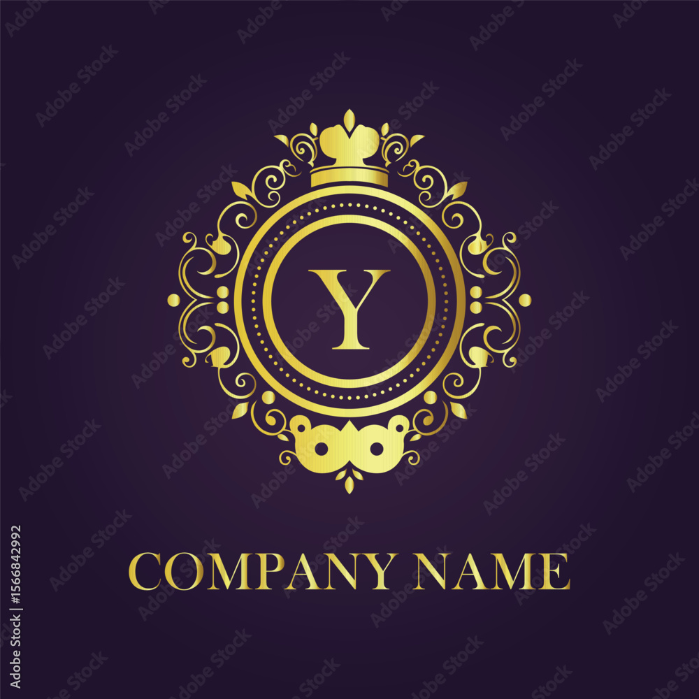 Naklejka premium Letter luxury gold logo concept