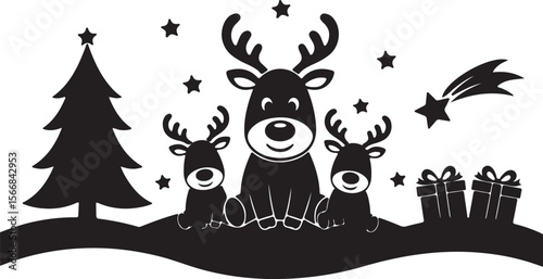 Adorable Reindeer Family Christmas Illustration Festive Fun for the Holidays