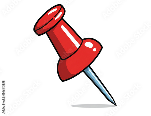 "Red Push Pin Clipart – Vector Thumbtack Illustration for Notes, Maps, Planning Boards, Reminders, Office Stationery, School and Digital Icons"