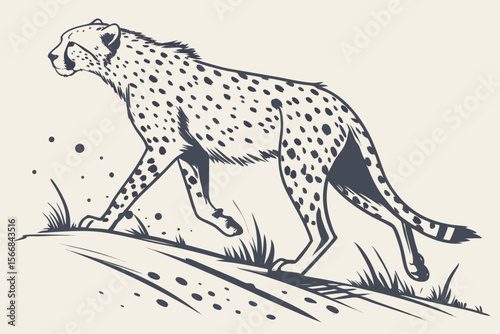 Cheetah running with scattered ink spots animal wildlife