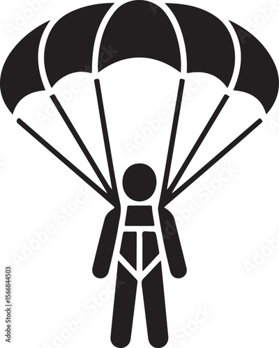 Skydiver Freefall Silhouette Over Mountains

Parachutist Deploying Canopy Vector Design

Tandem Skydiving Silhouette Scene

Parachute Opening in Midair Vector Art

Landing Parachutist Silhouette Illus