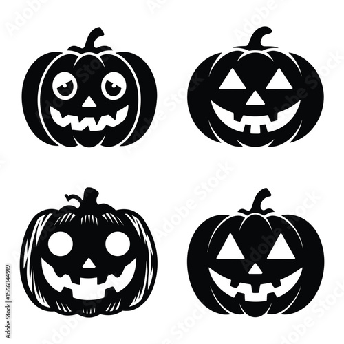Vector Silhouette Pumpkins for Halloween Design