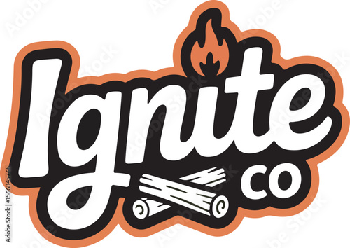 Ignite company logo with fire and logs flame