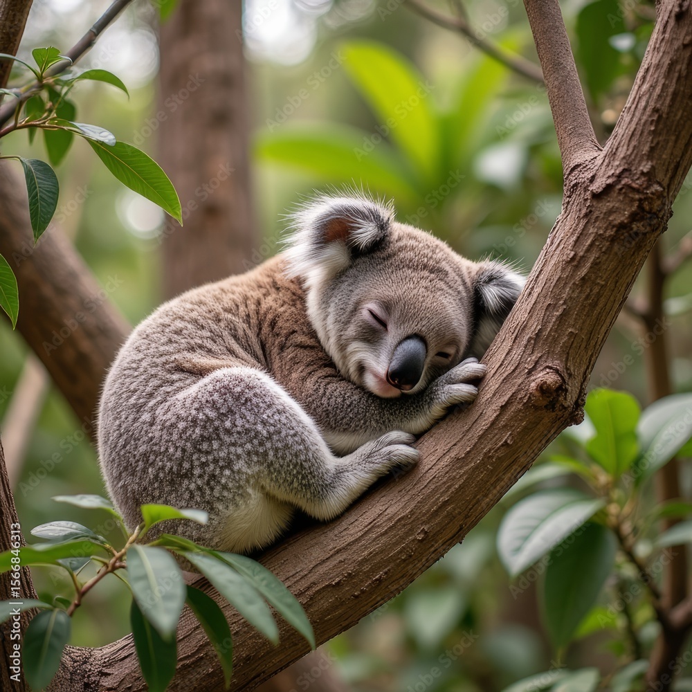 Sleeping koala on the tree Sleeping koala on the tree