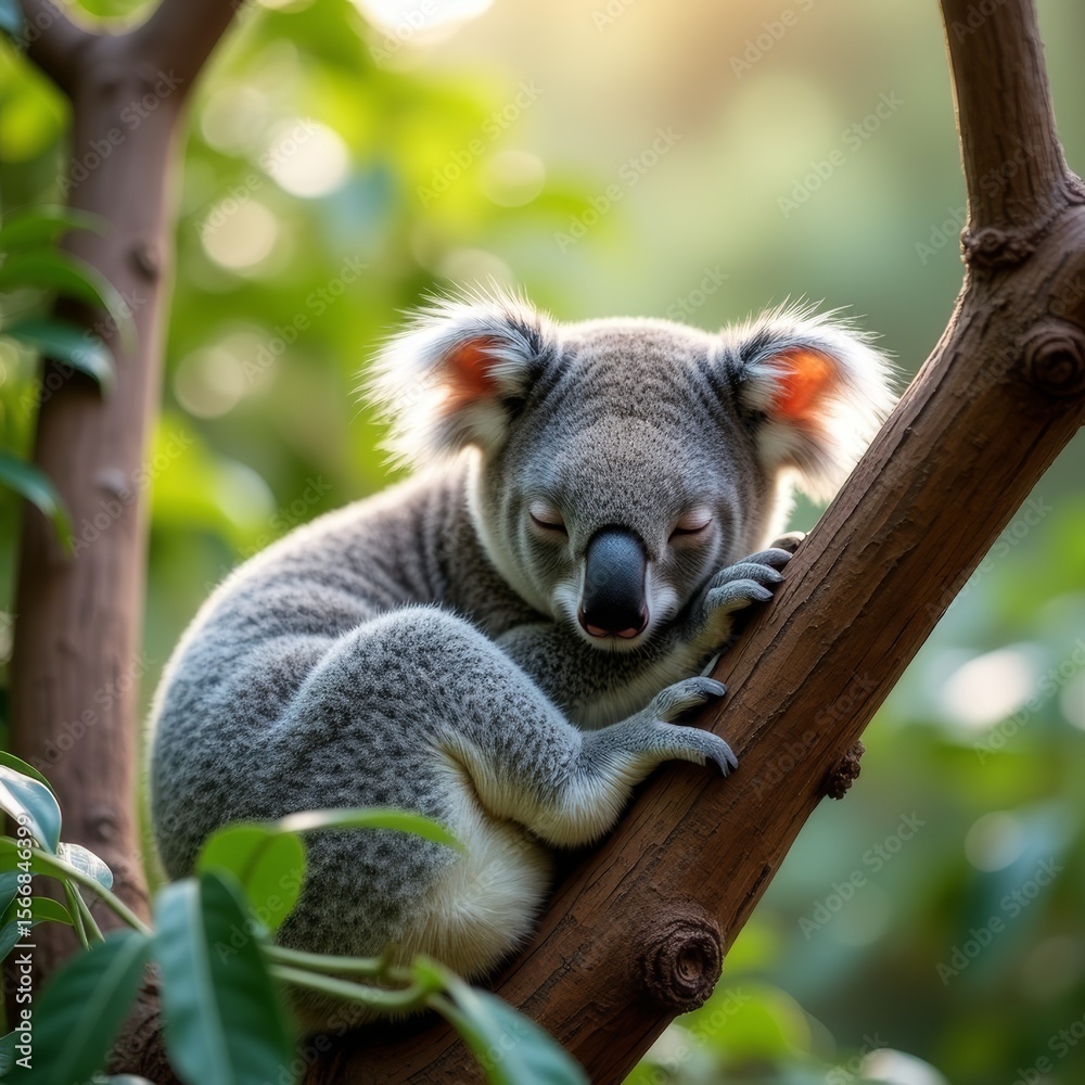 Obraz premium Sleeping koala on the tree