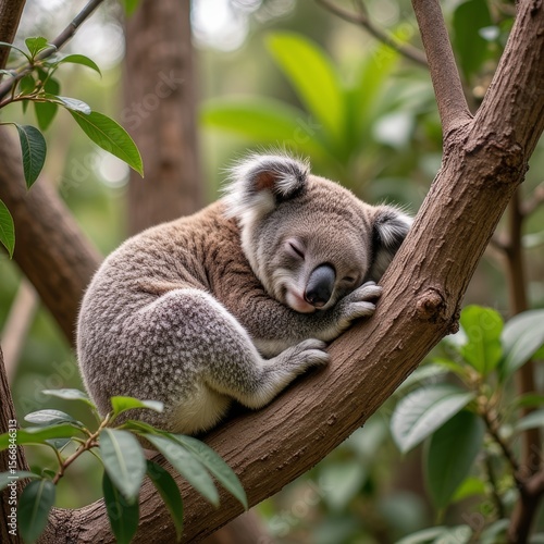 Sleeping koala on the tree