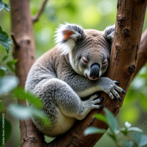 Sleeping koala on the tree