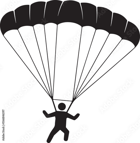 Skydiver Freefall Silhouette Over Mountains

Parachutist Deploying Canopy Vector Design

Tandem Skydiving Silhouette Scene

Parachute Opening in Midair Vector Art

Landing Parachutist Silhouette Illus