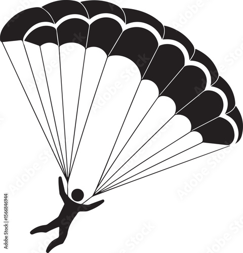 Skydiver Freefall Silhouette Over Mountains

Parachutist Deploying Canopy Vector Design

Tandem Skydiving Silhouette Scene

Parachute Opening in Midair Vector Art

Landing Parachutist Silhouette Illus