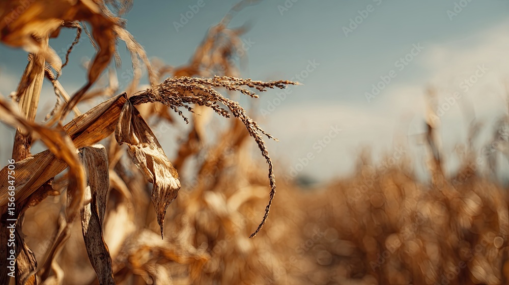 Fototapeta premium Dried corn stalks, close-up view