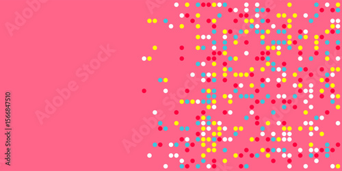 Vivid dots in various sizes scattered upward over pink background, perfect for pop art, digital graphics, and playful modern design themes.