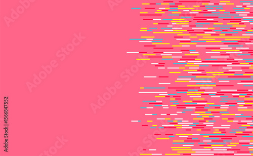 Creative composition of colorful short horizontal lines on pink background, perfect for tech, playful, or pop-art design styles.
