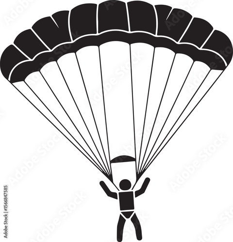 Skydiver Freefall Silhouette Over Mountains

Parachutist Deploying Canopy Vector Design

Tandem Skydiving Silhouette Scene

Parachute Opening in Midair Vector Art

Landing Parachutist Silhouette Illus